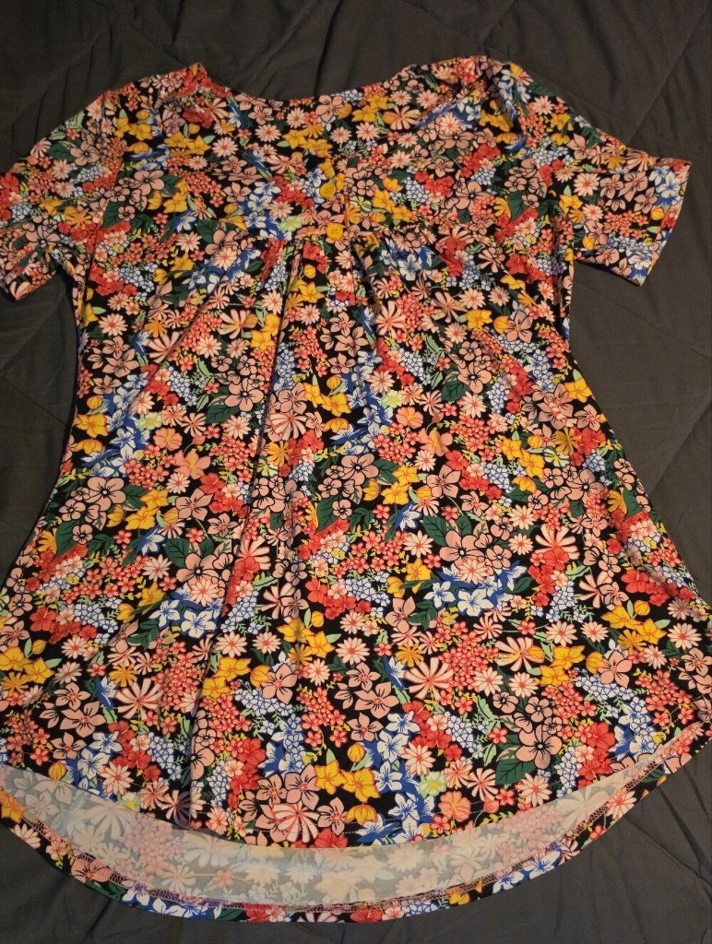 Bright Floral Blouse in Navy, Pink & Yellow
